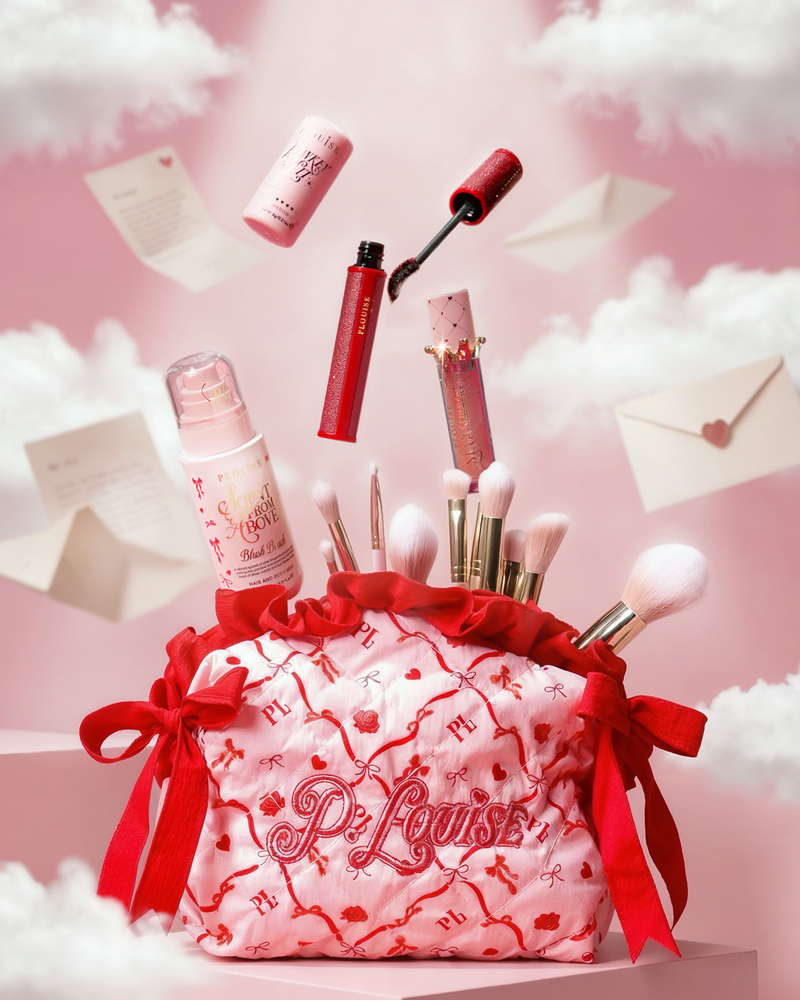 Kaunis Pink Bow -meikkisarja ja -laukku