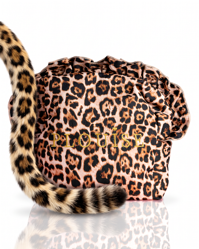 Cheetah Spotted Seduction suuri leopardikuvioinen röyhelömeikkipussi