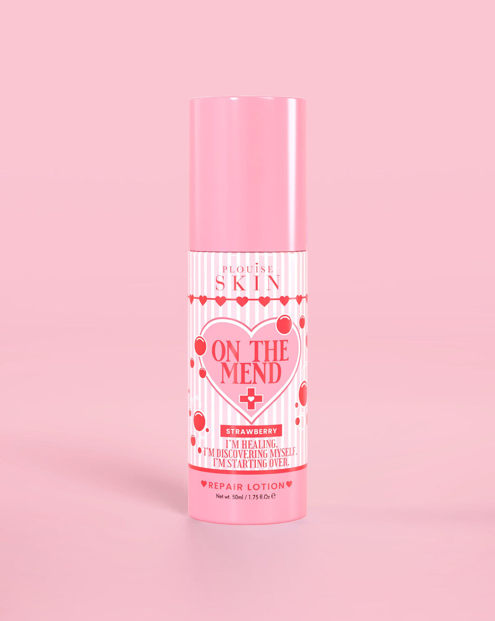 Vaaleanpunainen pullo P.Louise On The Mend Barrier Repair Lotion -voidetta