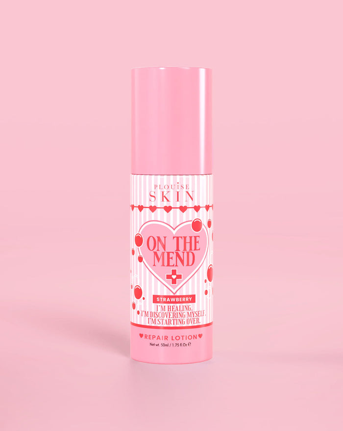 Vaaleanpunainen pullo P.Louise On The Mend Barrier Repair Lotion -voidetta