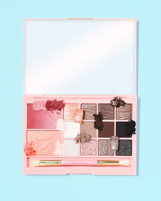 P. Louise Best Served Cold Breakfast Bites All In One Makeup Palette with various shades on a light blue background