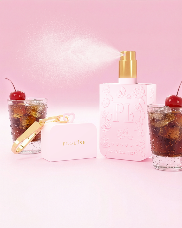 Vaaleanpunainen P.Louise cherry cola käsidesi suihke