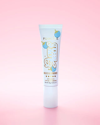 Light blue tube of Glow & Behold blue raspberry vitamin c lip glow serum