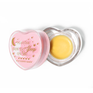 Vaaleanpunainen sydämenmuotoinen huulen nukkumisnaamio kansi pois päältä valkoisella pohjalla