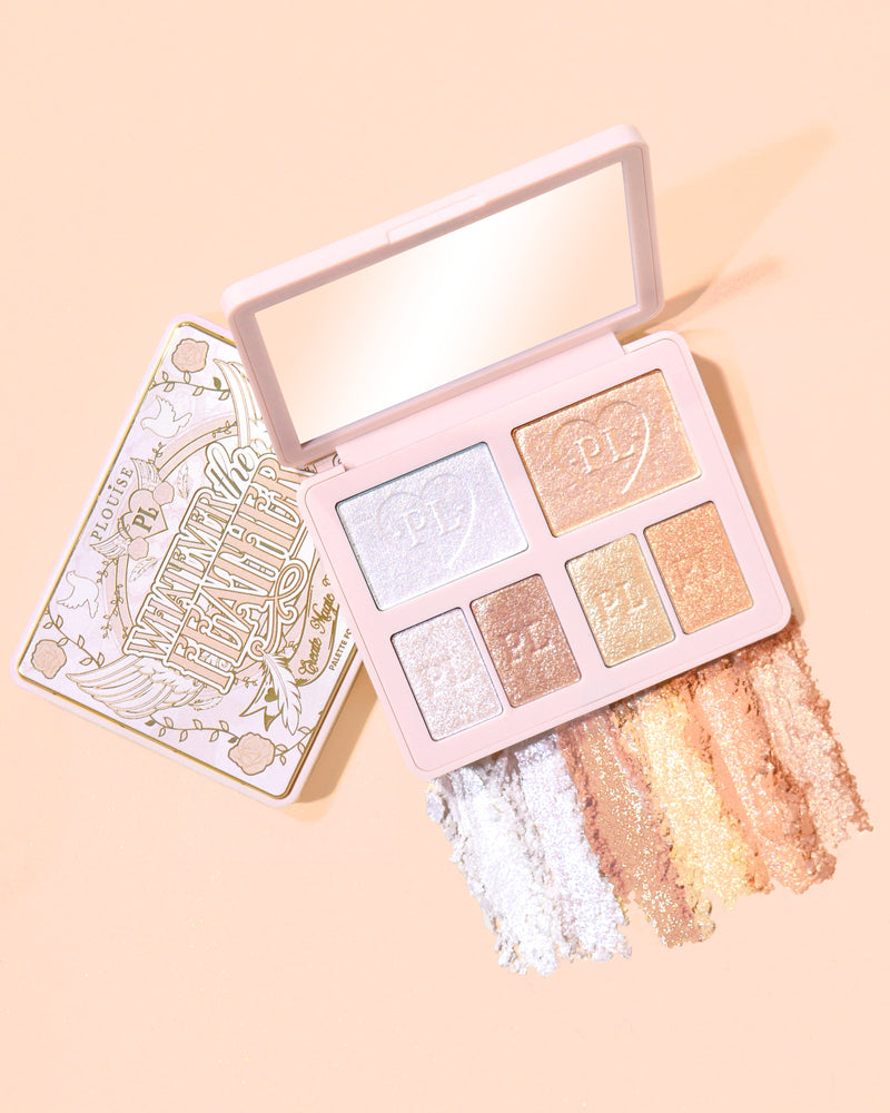 P.Louise Whatever The Feather shimmer topper paletti silmille ja kasvoille tilkkutilkkujen kanssa