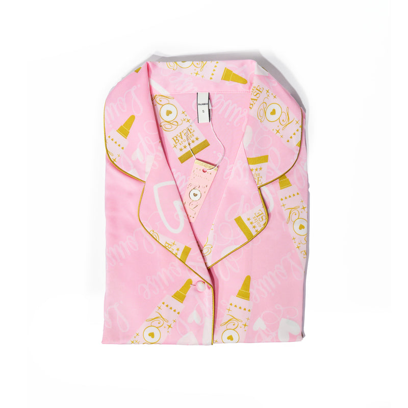 P.Louise lasten vaaleanpunainen pyjamat kultaisella P.Louise-pohjateemalla